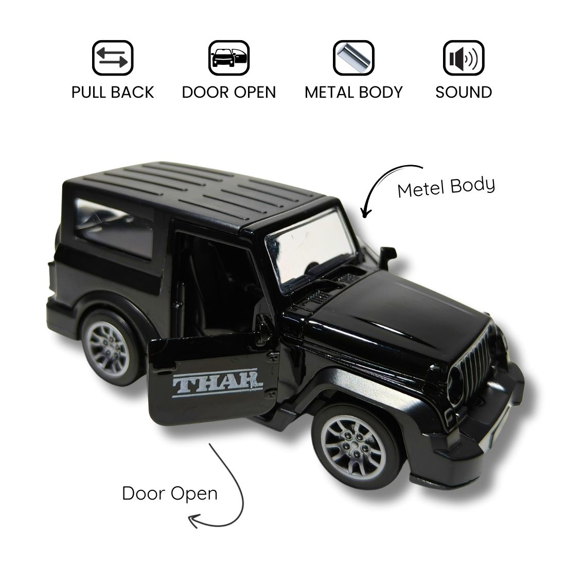 black die cast suv mahindra thar toy jeep for kids & collectors