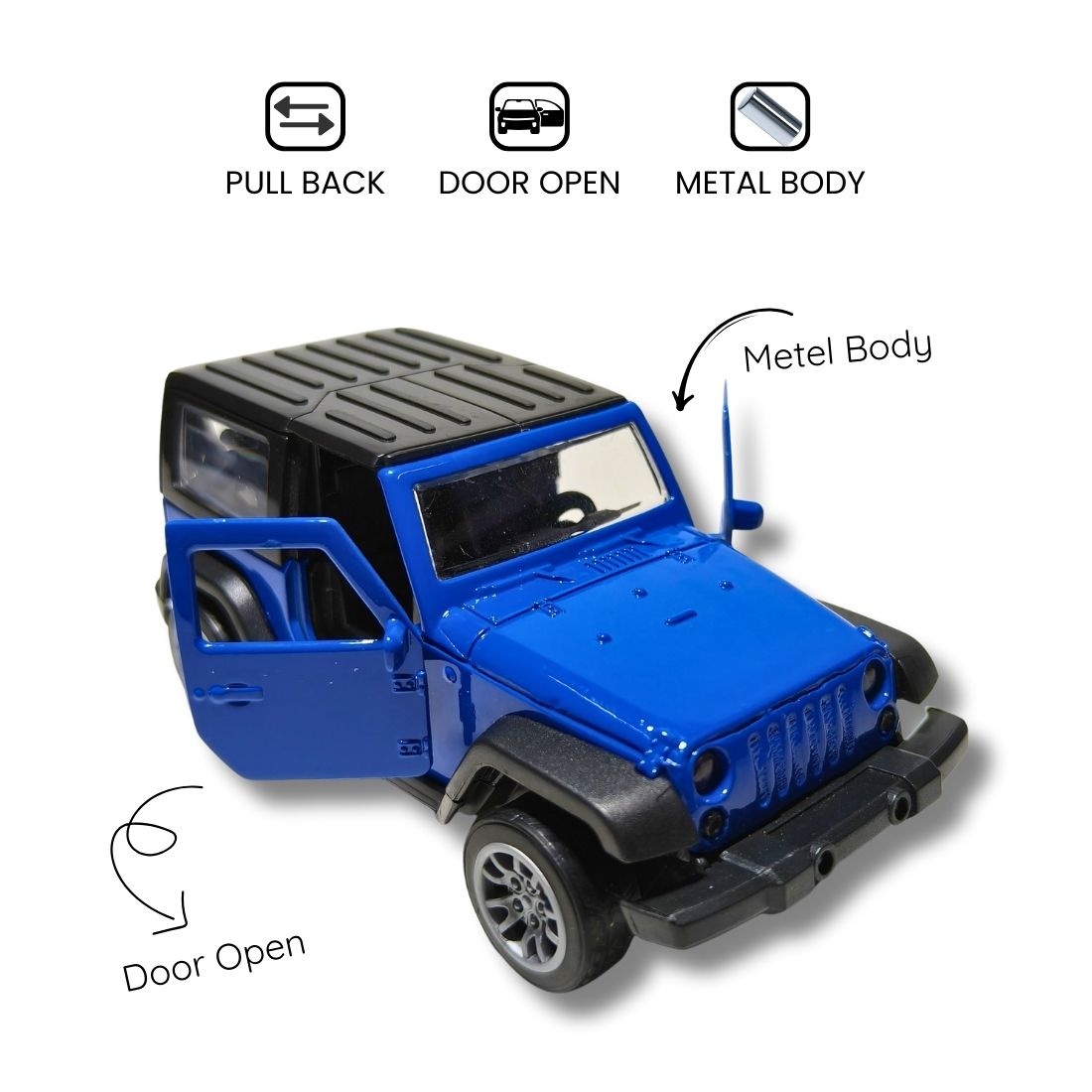 blue metal thar jeep toy car – diecast suv model