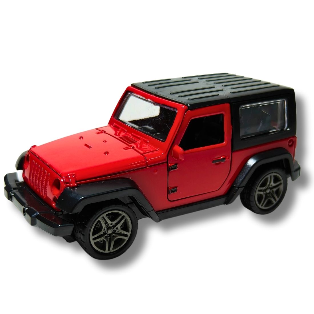 red die cast mahindra thar toy car front view