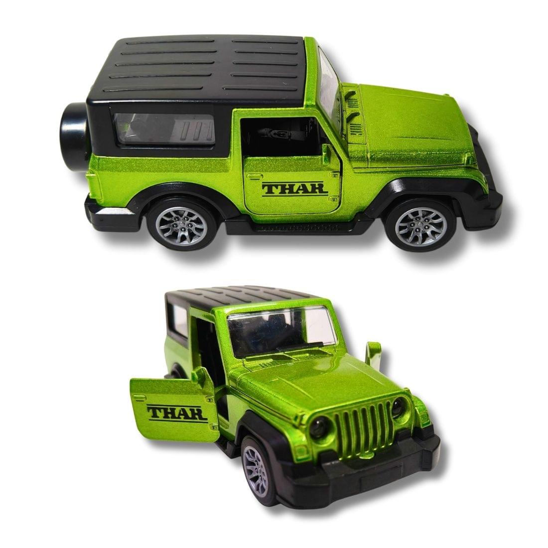 collectible green die cast mahindra thar toy car