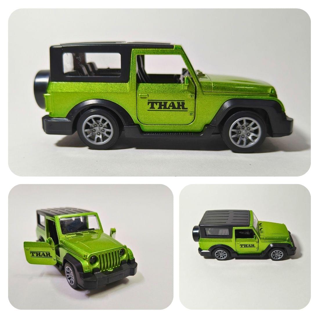 green mahindra thar metal car toy – pull back die cast jeep