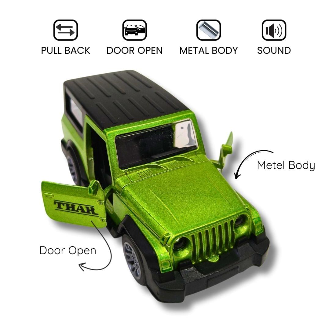 mahindra thar green metal toy jeep – collector’s edition