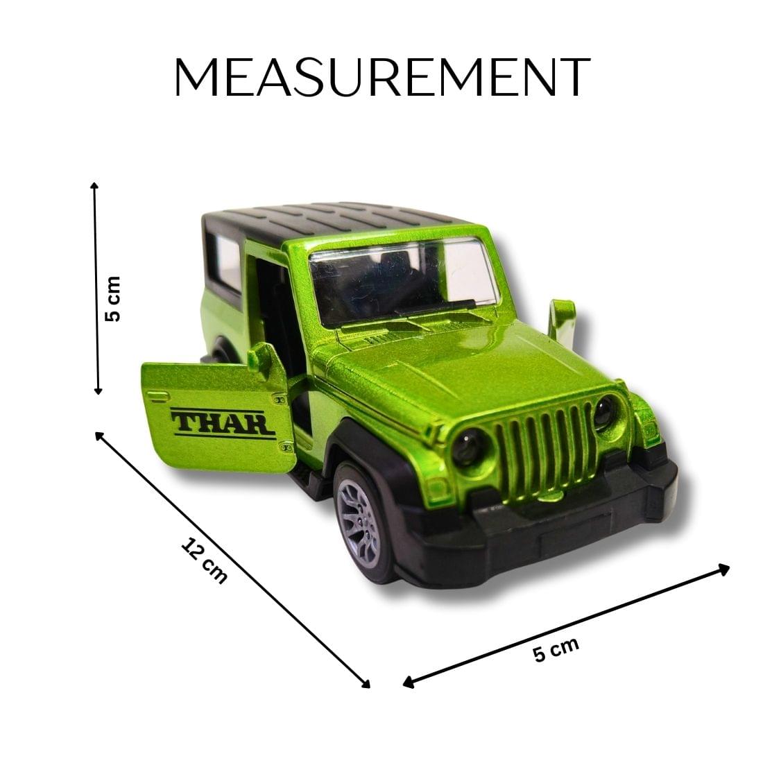 green mahindra thar die cast jeep toy for kids